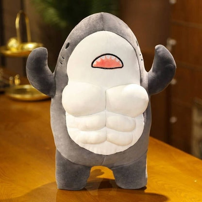 40CM Muscle Shark Plush Doll Cute Worked Out Shark Stuffed Cartoon