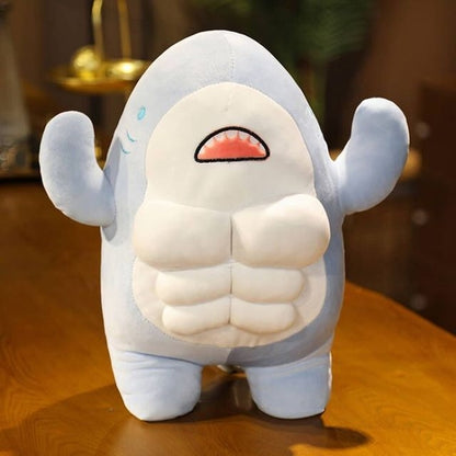 40CM Muscle Shark Plush Doll Cute Worked Out Shark Stuffed Cartoon