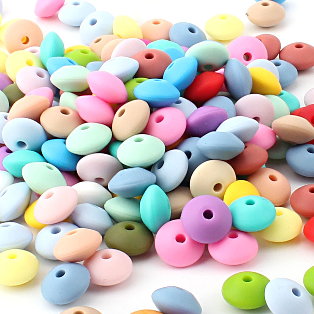 50pcs Lentil Silicone Beads 12mm Perle Dentition Diy Food Grade Baby