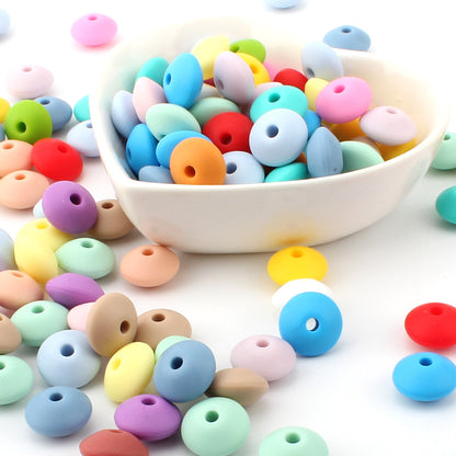 50pcs Lentil Silicone Beads 12mm Perle Dentition Diy Food Grade Baby