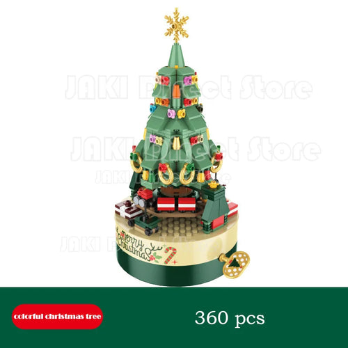 DIY Creative Christmas Trees Architecture Music Box Building Blocks