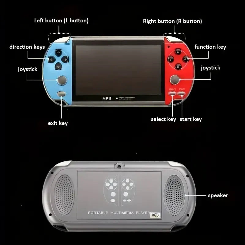 X7 4.3inch Retro Handheld Game Player Built Games Classic Game