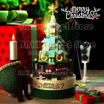 DIY Creative Christmas Trees Architecture Music Box Building Blocks