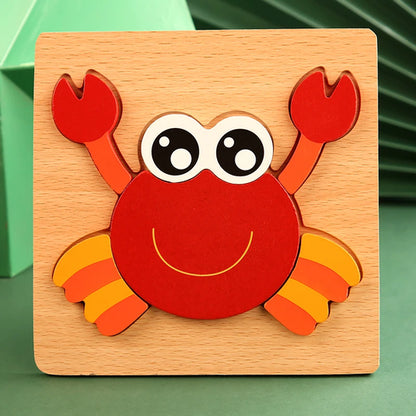 High Quality 3D Wooden Puzzle Baby Cartoon Animal Traffic Jigsaw