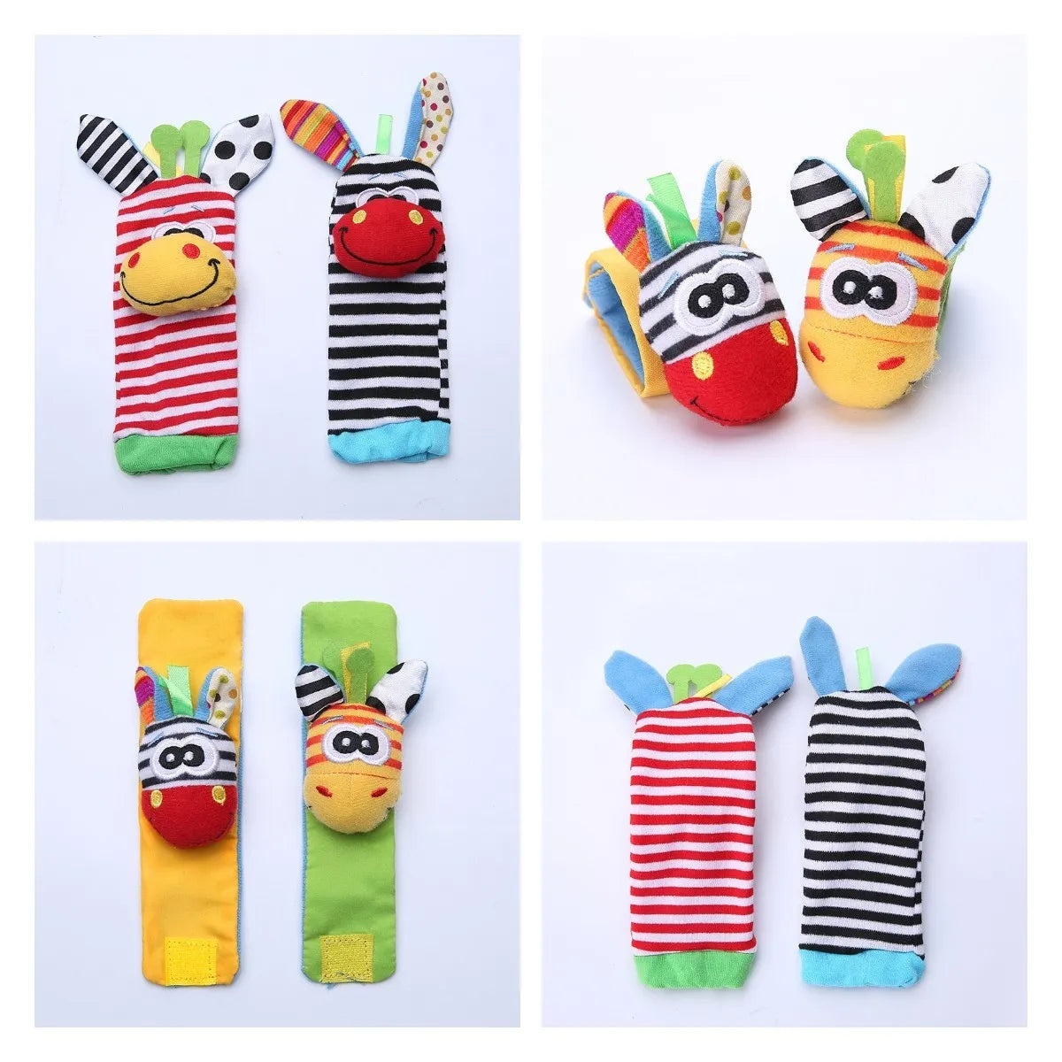 0~24 Months Baby Rattles Soft Plush Toys Foot Wrist Rattle Set Cartoon