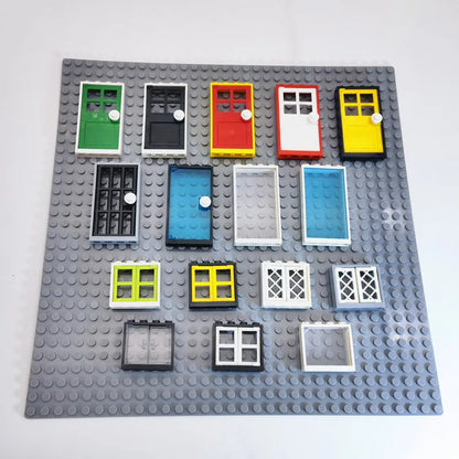 MOC House Doors Windows Building Blocks Parts City Friends Blocks Toys