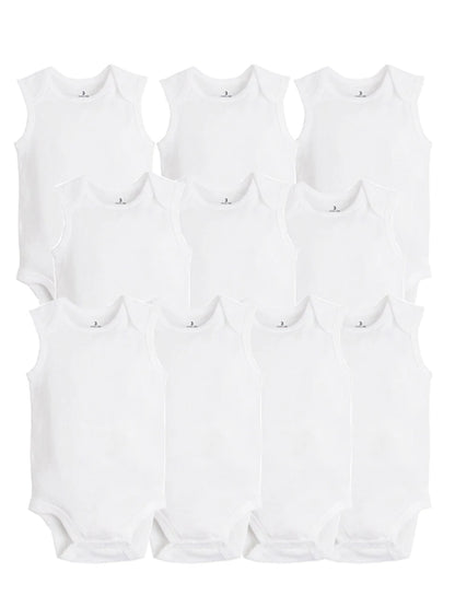 10 PCS/LOT Baby Bodysuits Newborn Baby Clothing Cotton White Kids