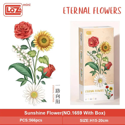 LOZ mini small particle bouquet building blocks rose sunflower lily