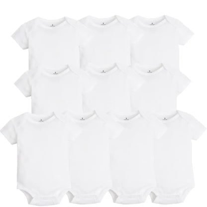 10 PCS/LOT Baby Bodysuits Newborn Baby Clothing Cotton White Kids