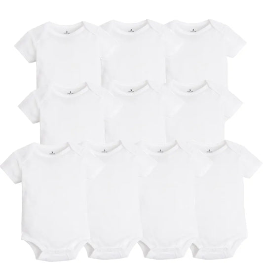 10 PCS/LOT Baby Bodysuits Newborn Baby Clothing Cotton White Kids