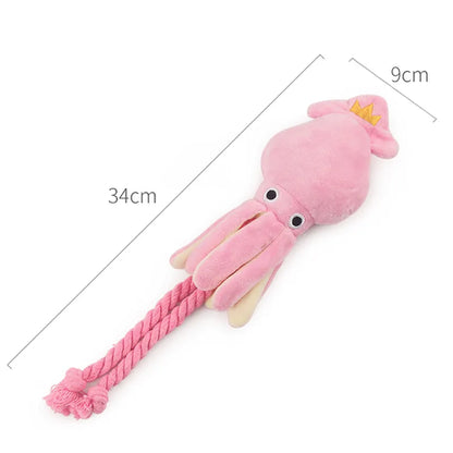 Cute Squid Small Dog Toy Sound BB Plush Pet Puppy Rope Toys Pink Chew