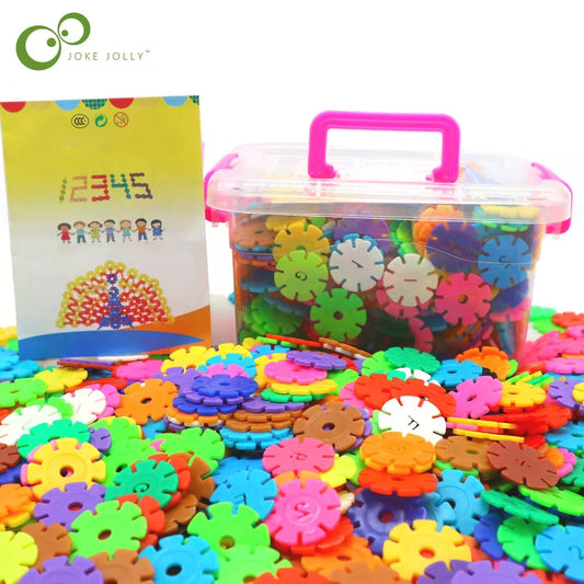 60/100/200pcs Early Education Insert Bag Snowflake Buliding Block Set