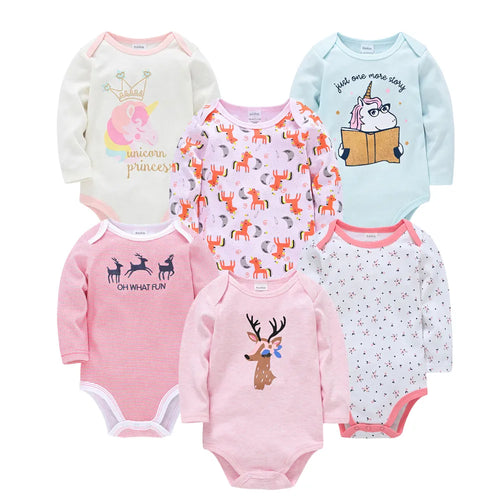 Kavkas Baby Boys Girls Bodysuit 6 PCS 3 PCS Long Sleeve 100% Cotton