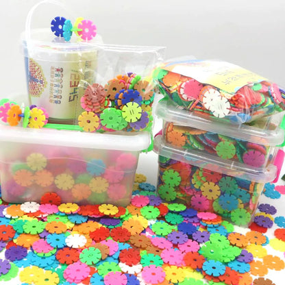 60/100/200pcs Early Education Insert Bag Snowflake Buliding Block Set