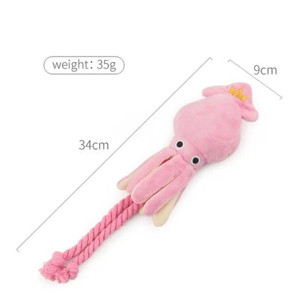 Cute Squid Small Dog Toy Sound BB Plush Pet Puppy Rope Toys Pink Chew