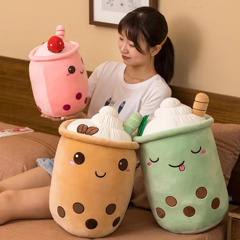 NEW Cute Cartoon Bubble Tea Plush Toy Stuffed Food Milk Tea Soft Doll