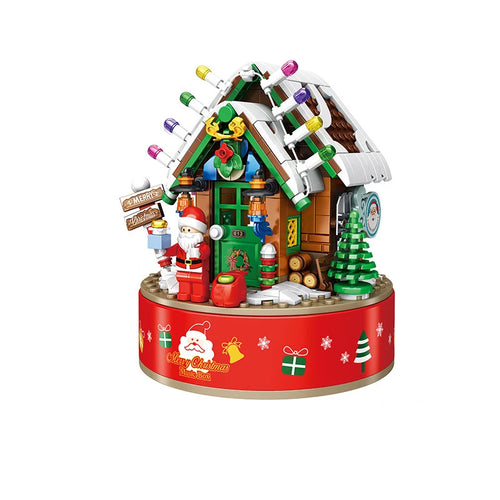 Christmas Theme Rotating Music Box Building Blocks City Friends Xmas