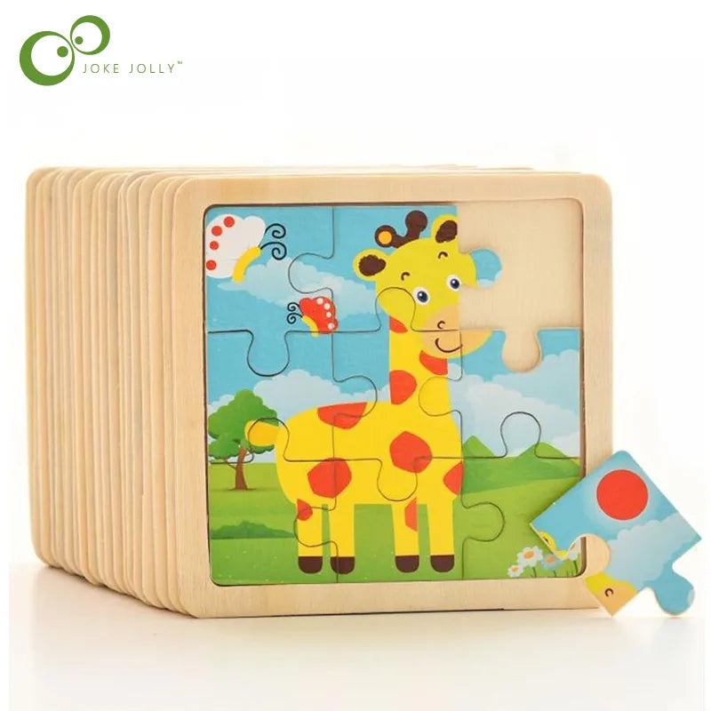 4PCS/lot 3D Wooden Jigsaw Puzzles for Children Kids Toys Cartoon