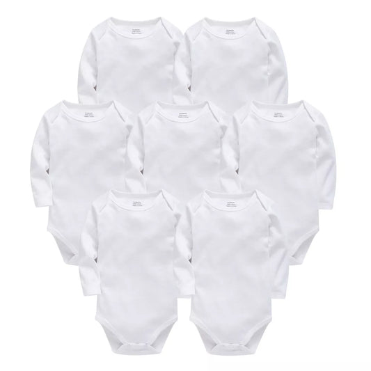 Solid White Baby Clothes Long Sleeve Cotton Baby Girls Boys Bodysuit