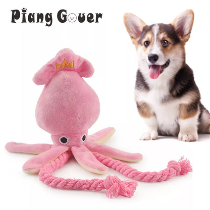 Cute Squid Small Dog Toy Sound BB Plush Pet Puppy Rope Toys Pink Chew