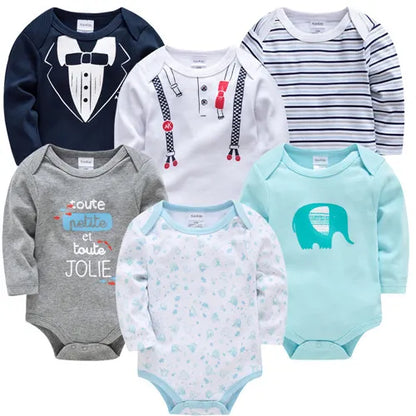 Kavkas Baby Boys Girls Bodysuit 6 PCS 3 PCS Long Sleeve 100% Cotton