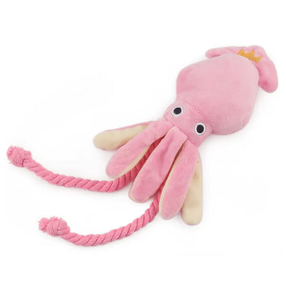 Cute Squid Small Dog Toy Sound BB Plush Pet Puppy Rope Toys Pink Chew