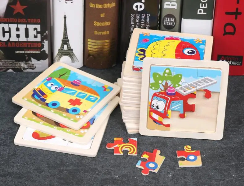 4PCS/lot 3D Wooden Jigsaw Puzzles for Children Kids Toys Cartoon