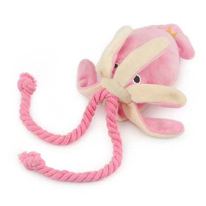 Cute Squid Small Dog Toy Sound BB Plush Pet Puppy Rope Toys Pink Chew