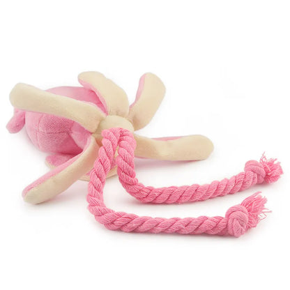 Cute Squid Small Dog Toy Sound BB Plush Pet Puppy Rope Toys Pink Chew