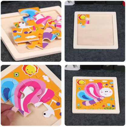 4PCS/lot 3D Wooden Jigsaw Puzzles for Children Kids Toys Cartoon