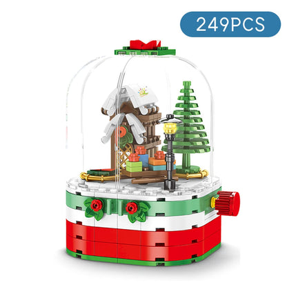 SEMBO Christmas Tree Theme Rotating Music Box Building Blocks City