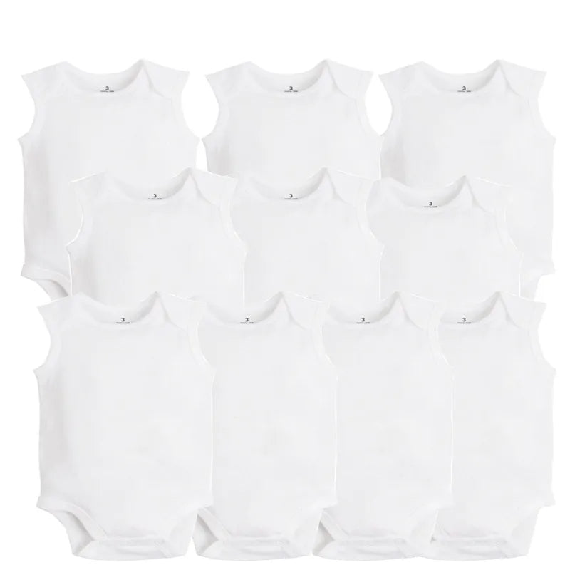 10 PCS/LOT Baby Bodysuits Newborn Baby Clothing Cotton White Kids