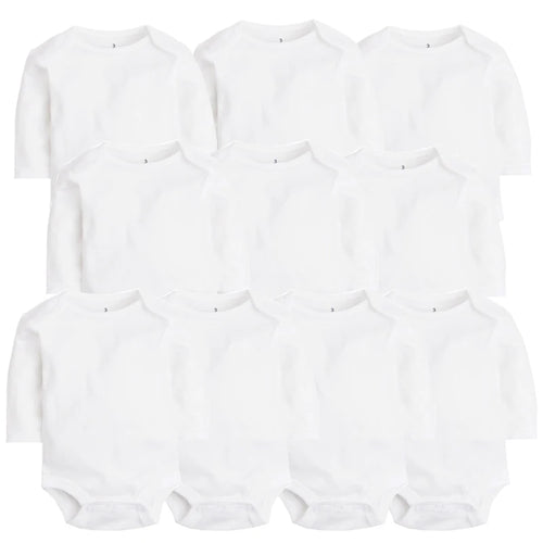 10 PCS/LOT Baby Bodysuits Newborn Baby Clothing Cotton White Kids