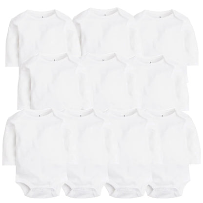 10 PCS/LOT Baby Bodysuits Newborn Baby Clothing Cotton White Kids