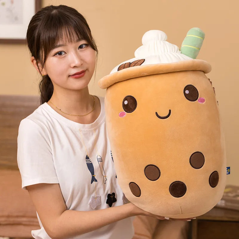 NEW Cute Cartoon Bubble Tea Plush Toy Stuffed Food Milk Tea Soft Doll