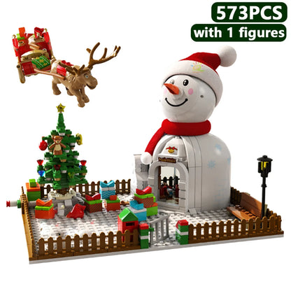 SEMBO Christmas Tree Theme Rotating Music Box Building Blocks City