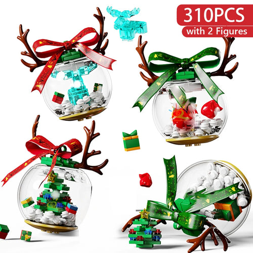 SEMBO Christmas Tree Theme Rotating Music Box Building Blocks City