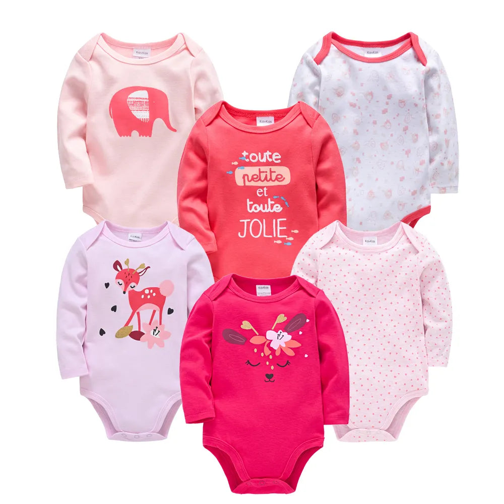 Kavkas Baby Boys Girls Bodysuit 6 PCS 3 PCS Long Sleeve 100% Cotton