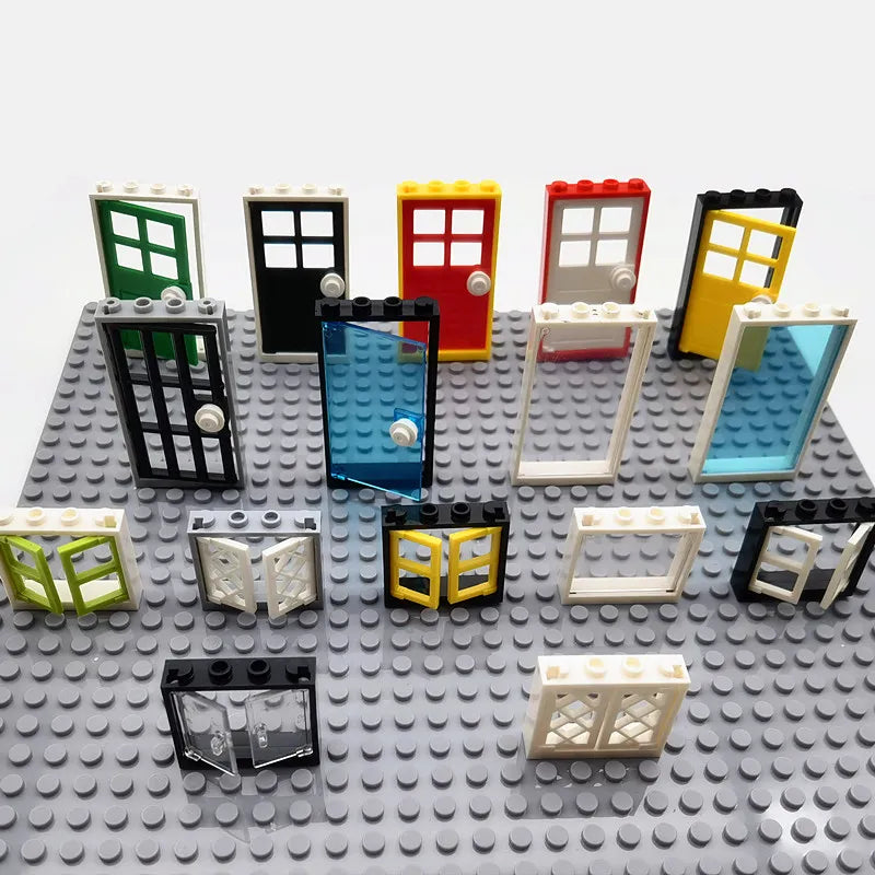 MOC House Doors Windows Building Blocks Parts City Friends Blocks Toys