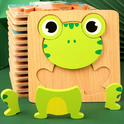 High Quality 3D Wooden Puzzle Baby Cartoon Animal Traffic Jigsaw