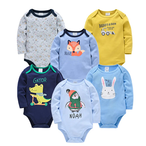 Kavkas Baby Boys Girls Bodysuit 6 PCS 3 PCS Long Sleeve 100% Cotton