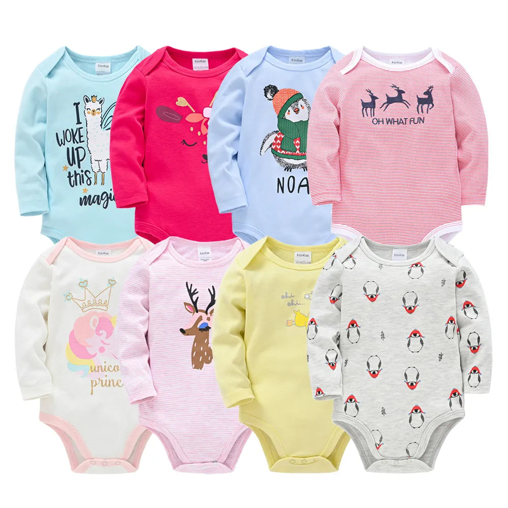 Kavkas Baby Boys Girls Bodysuit 6 PCS 3 PCS Long Sleeve 100% Cotton