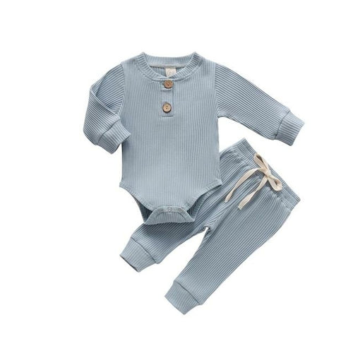 Infant Newborn Baby Girl Boy Spring Autumn Ribbed/plaid Solid Clothes