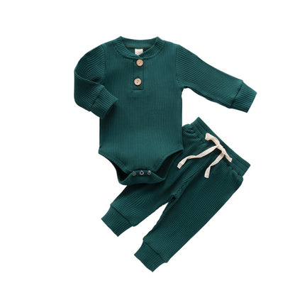 Infant Newborn Baby Girl Boy Spring Autumn Ribbed/plaid Solid Clothes