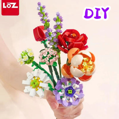 LOZ Fomantic Flower Bouquet Building Block Bricks Anime Figure Toys