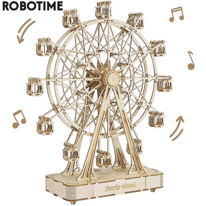 Robotime Rolife 232pcs Rotatable Diy 3d Ferris Wheel Wooden Model