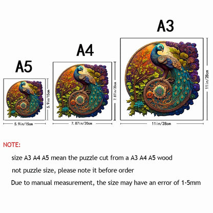 Adult Animal Wooden Puzzle Round Peacock and Bird Wooden Puzzle