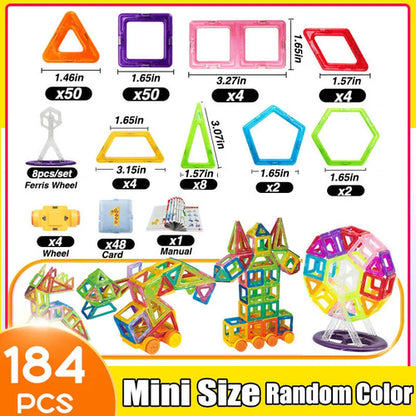 64-184Pcs Kids Magnetic Building Blocks Mini Size Magnet Toys for Boys