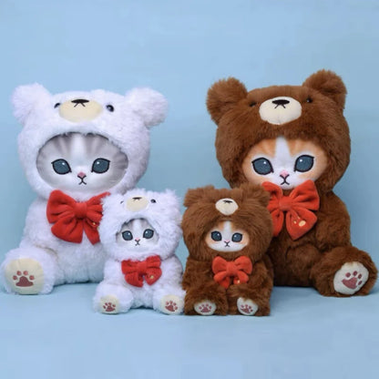 Cute Bear Coat Cat Toy Bow Cat Plush Doll Pendant Doll Beautiful Room