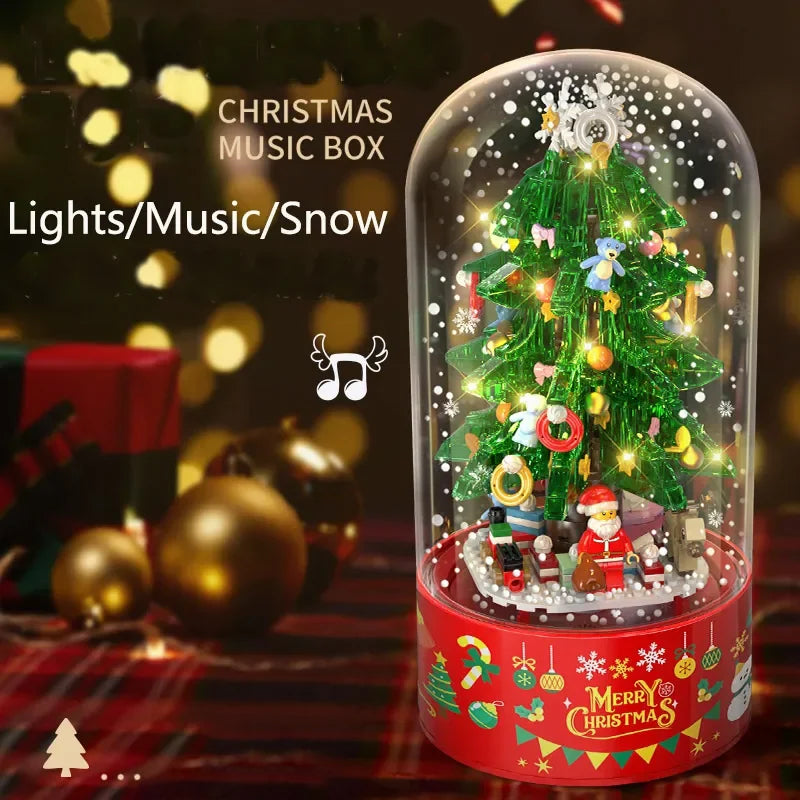 Happy Christmas Music Box Christmas Tree Building Blocks DIY Doll